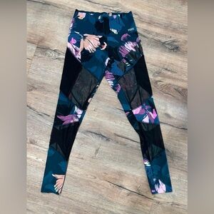 PINK Victoria's Secret Floral Mesh Panel High-Waist Leggings - Teal & Pink